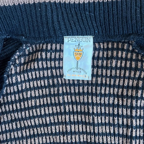 Vintage 60s Penguin Seattle Knitting Mills Knit Zip-Up Wool Sweater | Small - Picture 5 of 6